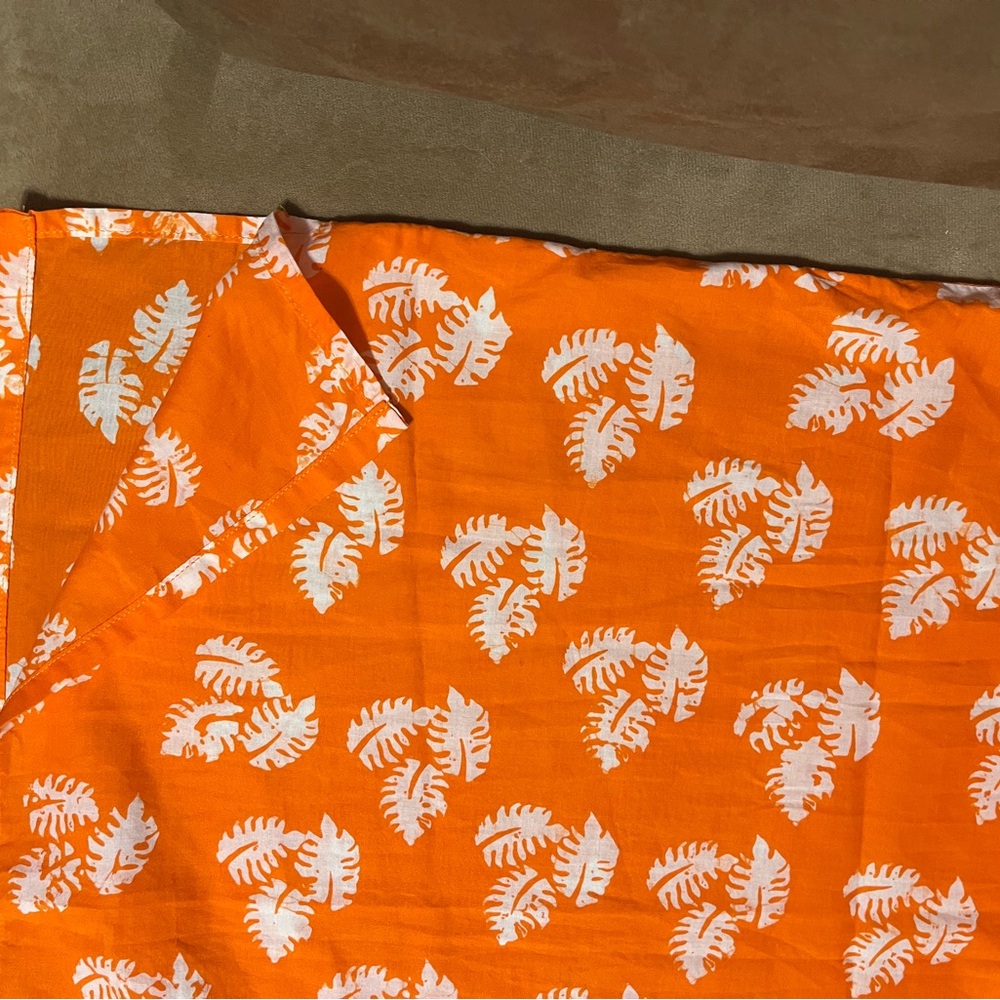 Handmade Caribelle Batik Orange & White Tropical Sleeveless Top M - Picture 7 of 7